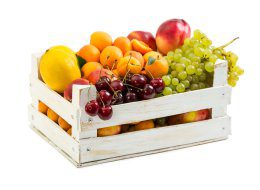 Wooden,Box,With,Different,Fruits,Isolated,On,White,Background